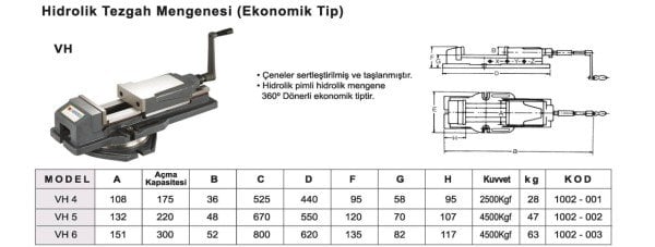 100X160 Hidrolik Freze Mengenesi VH-4
