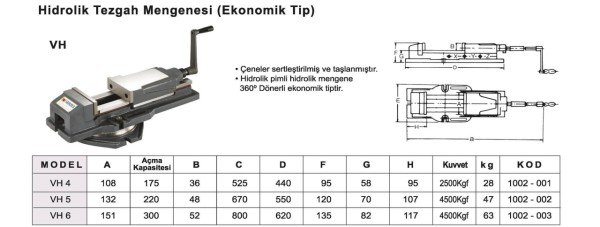 127X185 Hidrolik Freze Mengenesi VH-5